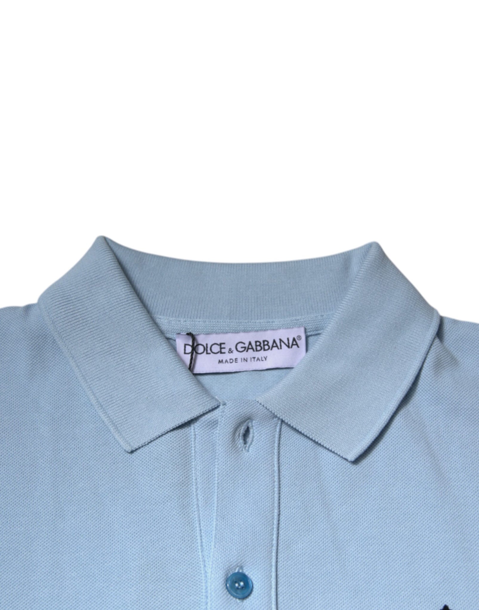 Dolce & Gabbana Blue Cotton Crown Collared Polo T-shirt