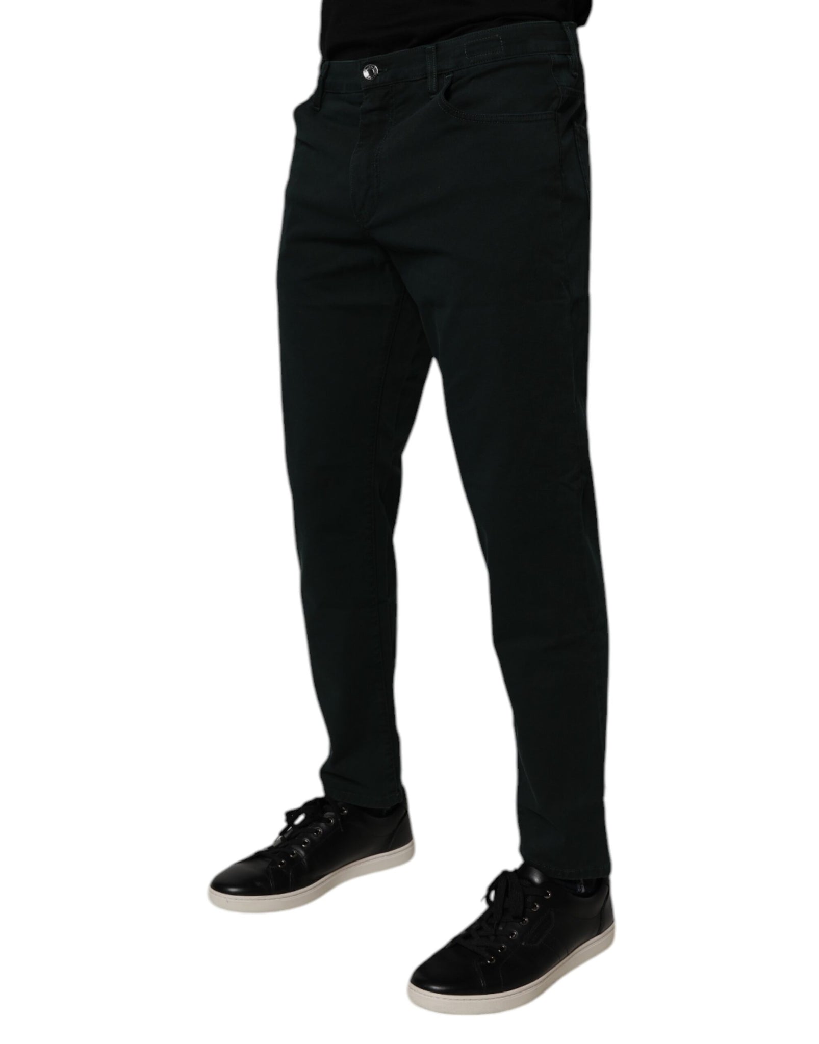 Dolce & Gabbana Dark Green Cotton Loose Skinny Men Denim Jeans