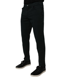 Dolce & Gabbana Dark Green Cotton Loose Skinny Men Denim Jeans