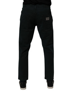 Dolce & Gabbana Dark Green Cotton Loose Skinny Men Denim Jeans