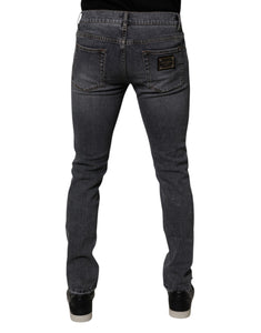 Dolce & Gabbana Dark Gray Cotton Stretch Skinny Denim Jeans