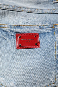 Dolce & Gabbana Blue Tattered Cotton Skinny Men Denim Jeans