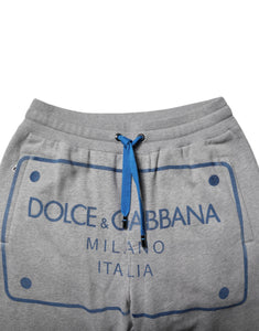 Dolce & Gabbana Gray Logo Cotton Men Jogger Sweatpants Pants