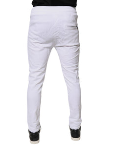 Dolce & Gabbana White Logo Patch Men Skinny Sweatpants Pants