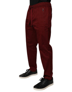 Dolce & Gabbana Bordeaux Cotton Men Jogger Sweatpants Pants