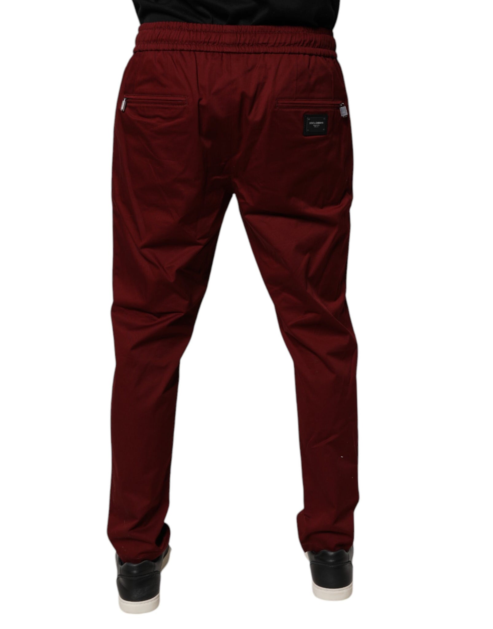 Dolce & Gabbana Bordeaux Cotton Men Jogger Sweatpants Pants