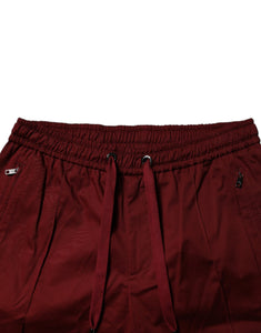 Dolce & Gabbana Bordeaux Cotton Men Jogger Sweatpants Pants