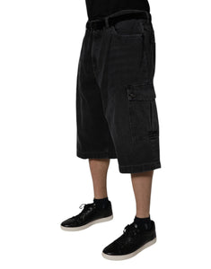 Dolce & Gabbana Black Cotton Cargo Denim Men Bermuda Shorts